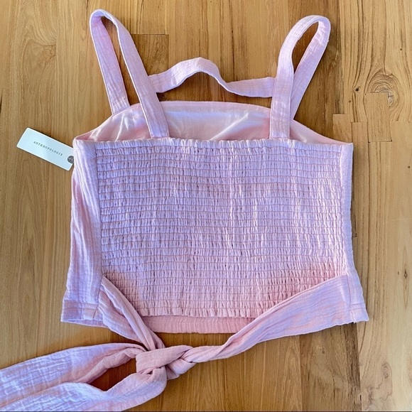 NWT Anthropologie Pink Cotton Muslin Smocked Tank Top - Picture 2 of 5